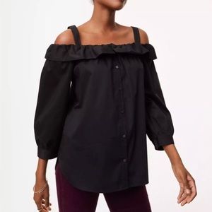 LOFT Off The Shoulder Button Down Shirt